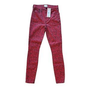 Alice + Olivia Ruby Red & Black Mini Leopard Print Pants |Size: 24|